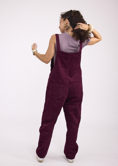 Salopette en Velours Bordeaux