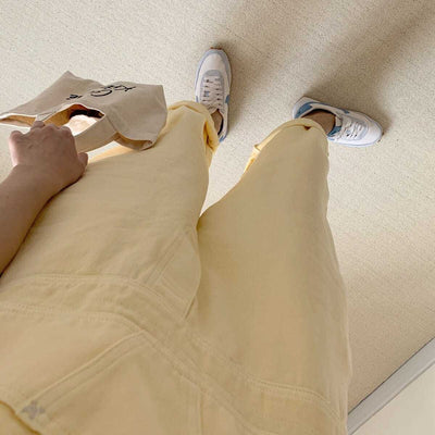 デニムオーバーオール<br>パステルイエロー