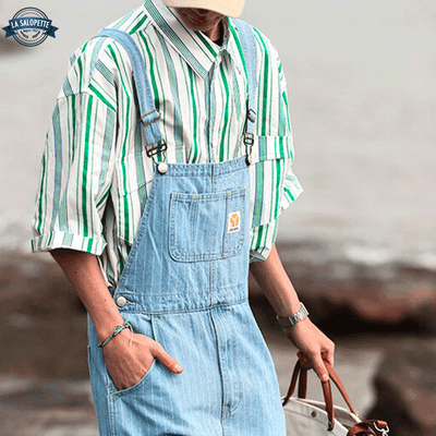 Salopette avec Rayures Blanches