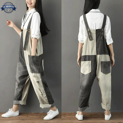 Salopette Motif Carré Noir et Blanc