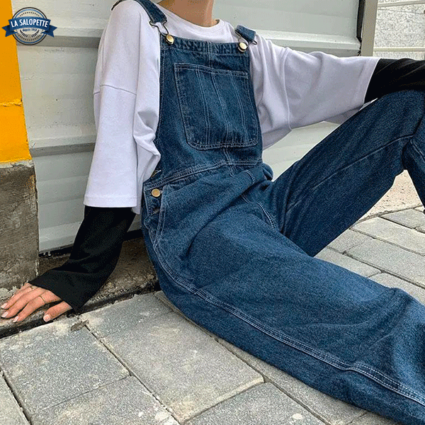 Denim jumper pants outfit online