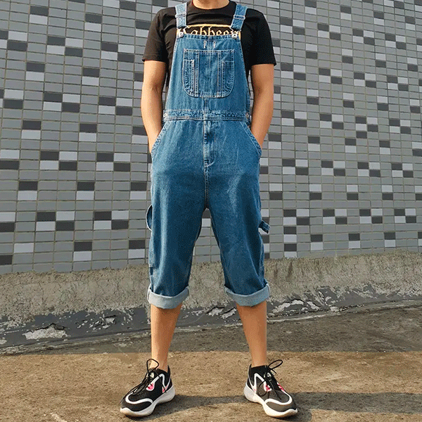 オーバーオール ショートパンツ<br>ラージサイズアズール