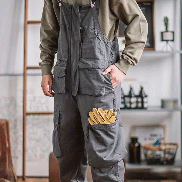 グレーのガレージ オーバーオール
