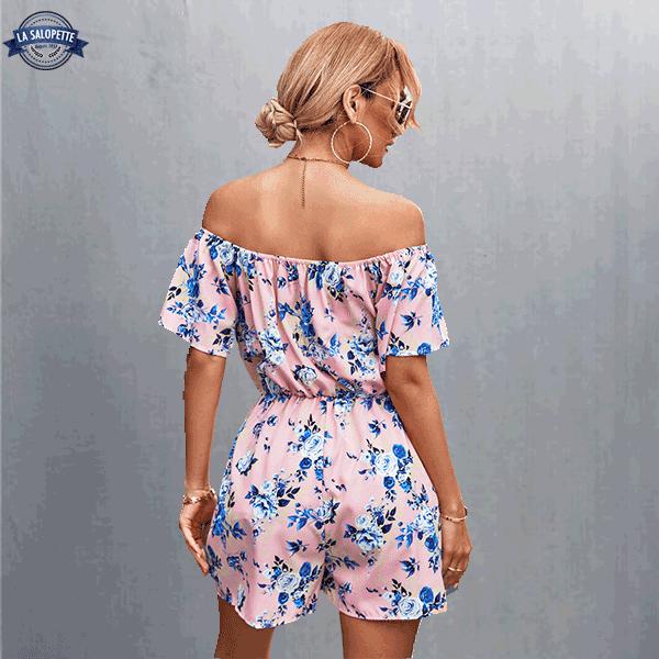 Combishort Pink Fleuri Rose