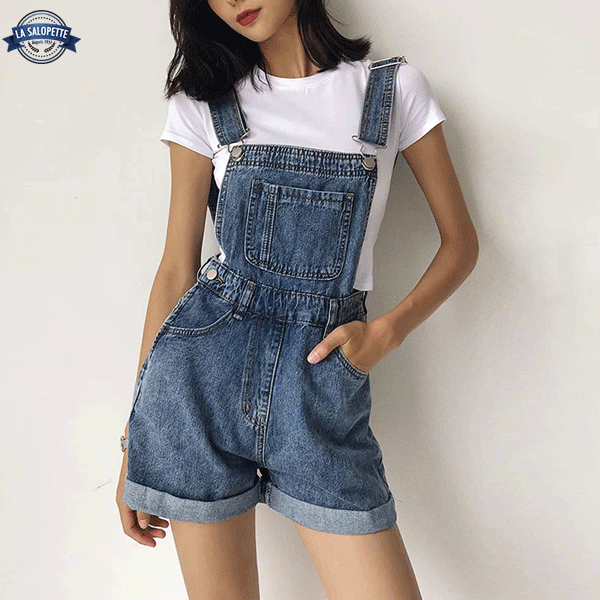 オーバーオール ショートパンツ<br>エレクトラ ブルー ジーンズ