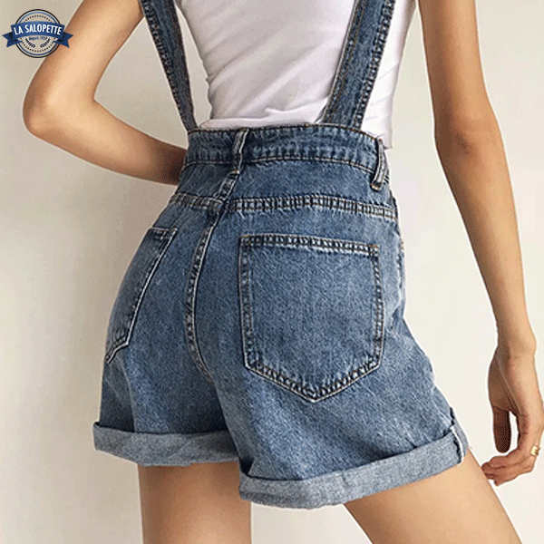 オーバーオール ショートパンツ<br>エレクトラ ブルー ジーンズ