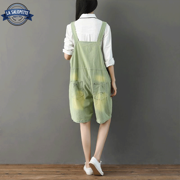 オーバーオール ショートパンツ<br>グリーンパキラ