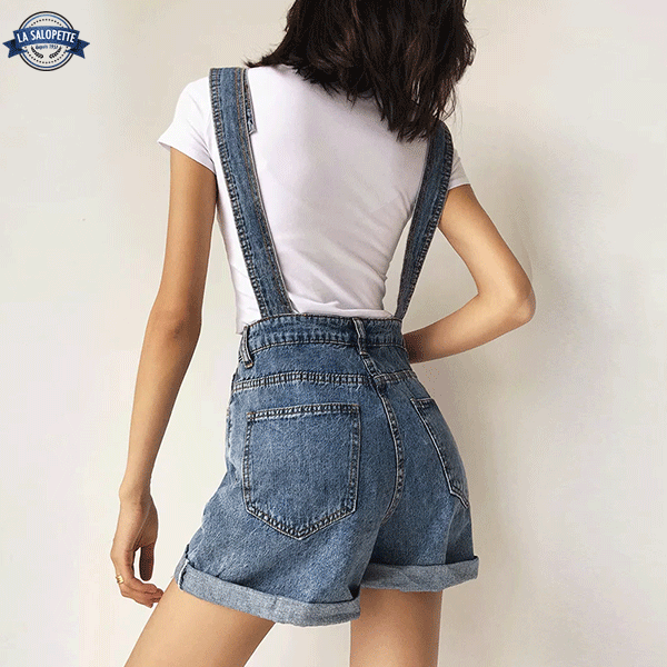 オーバーオール ショートパンツ<br>エレクトラ ブルー ジーンズ