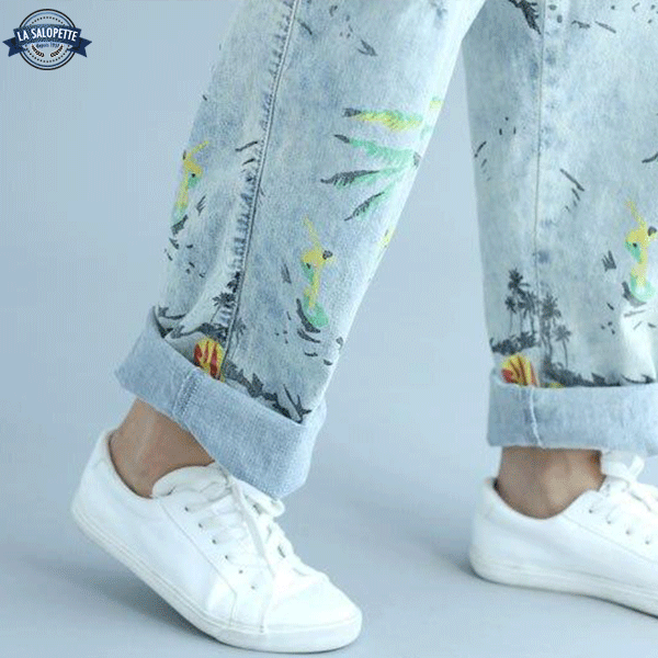 Pantalon Salopette à Fleurs