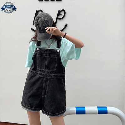 オーバーオール ショートパンツ<br>ブラックララ