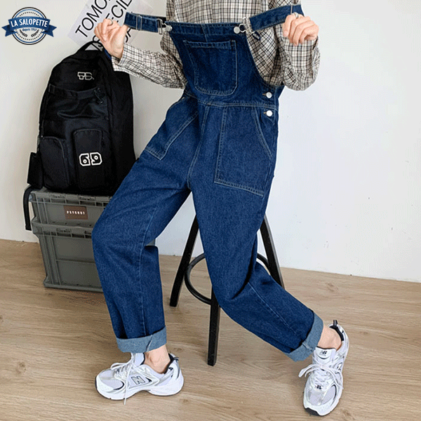 デニムオーバーオール<br>ブーツカットパンツ