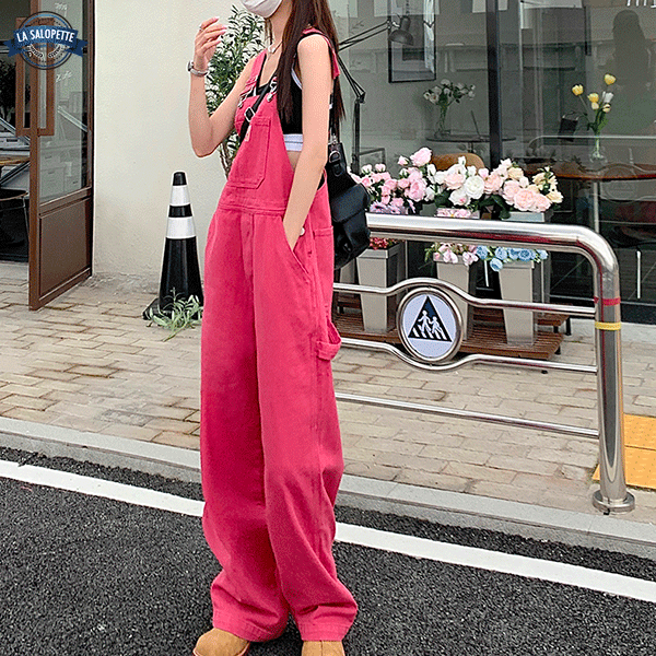 デニムオーバーオール<br>ピンクリナ
