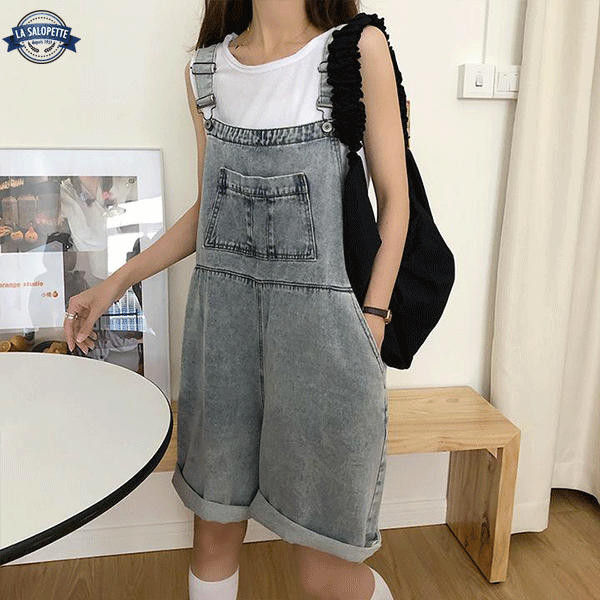 オーバーオール ショートパンツ<br>クラシックなレディースジーンズ