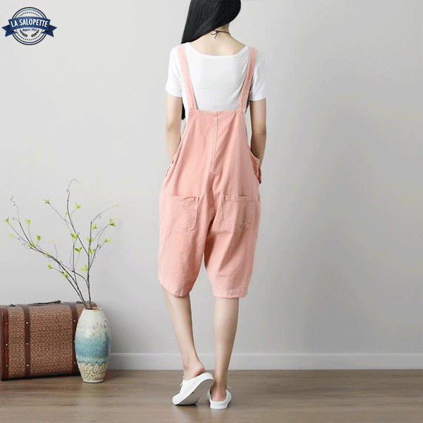 オーバーオール ショートパンツ<br>サーモンピンク