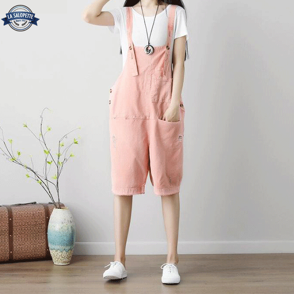 オーバーオール ショートパンツ<br>サーモンピンク