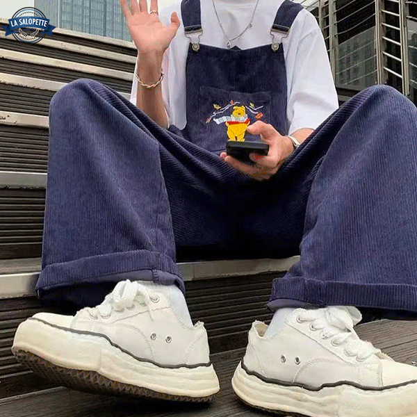 ベルベットオーバーオール<br>くまのプーさん ブルー